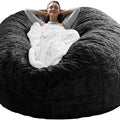 Bag Chair Cover(it was only a Cover;  not a Full Bean Bag) Chair Cushion;  Big Round Soft Fluffy PV Velvet Sofa Bed Cover;  Living Room Furniture;  Lazy Sofa Bed Cover; 5ft Black
