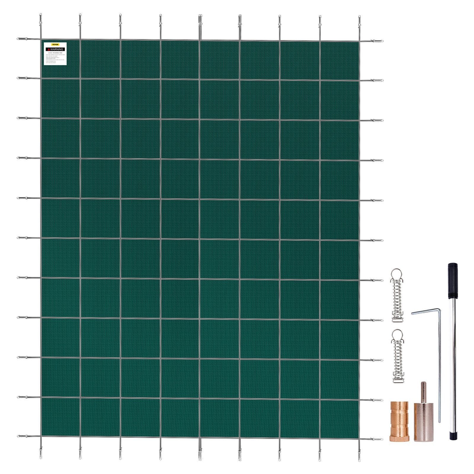 VEVOR Inground Pool Saftey Cover, 14 x 26 ft Rectangular Winter Pool Cover, Triple Stitched, High Strength Mesh PP Material With Good Rain Permeability, Installation Hardware Included, Green