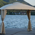 Quality Double Tiered Grill Canopy; Outdoor BBQ Gazebo Tent with UV Protection; Beige
