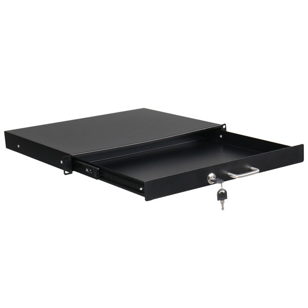 [Do Not Sell on Amazon]19" 1U Steel Plate DJ Drawer Equipment Cabinet with Keys Black